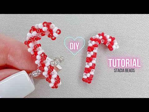 Видео: Карамельная трость из бисера крестиком