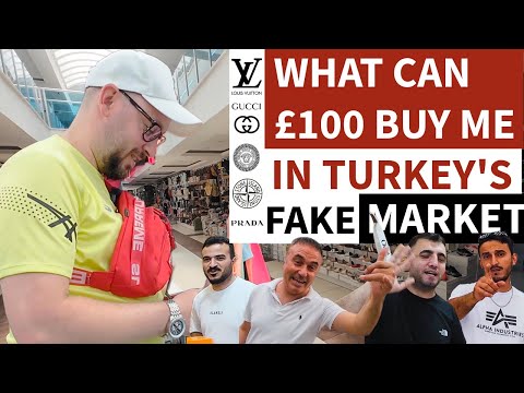 Видео: Что можно купить за 100 фунтов стерлингов на поддельном рынке в Турции 🇹🇷 (БЕЗУМНЫЕ предложения!)
