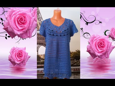 Видео: Летняя туника крючком.Часть 3.Подрезы.Summer tunic crocheted.Part 3.Undercuts.