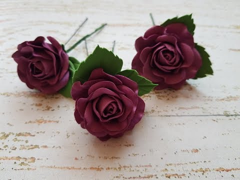 Видео: Розы из фоамирана Шпильки с розами DIY Mellas