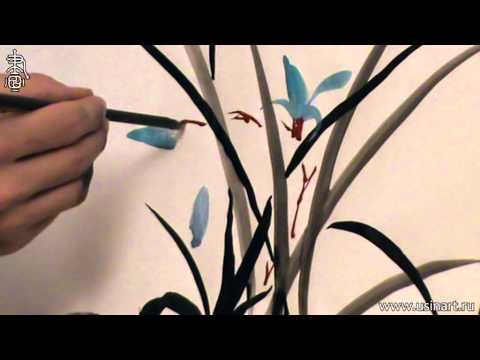 Видео: Уроки по китайской живописи дикая орхидеи 兰花 . Урок 2 Орхидеи с листьям