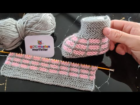 Видео: Новый дизайн вязания детских пинеток на 2 иглы