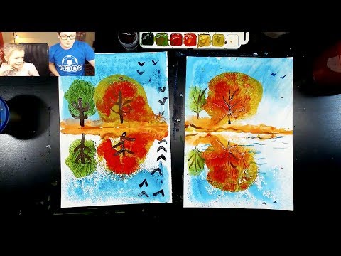 Видео: Монотипия - рисуем отражением с Аней