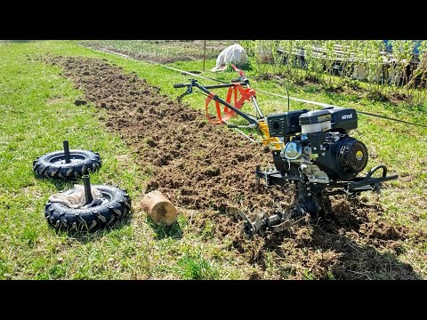 Видео: культиватор huter mk-15000p начал пахать целину. пробую фрезы впервые. весенняя вспашка огород дача