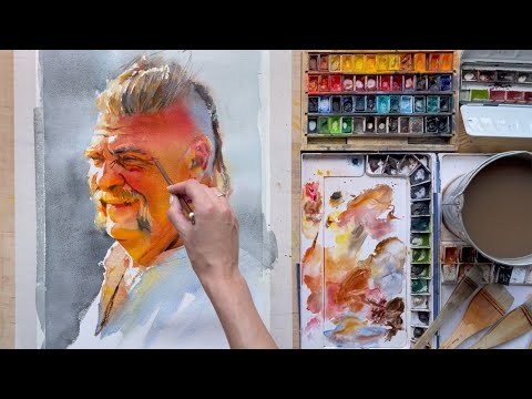 Видео: Watercolor portrait painting. Как рисовать акварелью портрет.