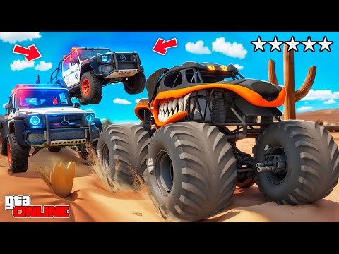 Видео: АВТОУГОНЩИК ПРОТИВ КОПОВ НА ОГРОМНОМ БИГФУТЕ В ГТА 5 ОНЛАЙН! УГНАЛ МОНСТРТРАК СОБАКУ