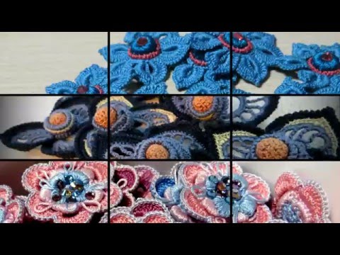 Видео: Art Crochet  of Asia Verten . Ирландское кружево комбинированное с тканью.Малые формы 2