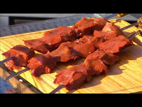 Видео: Шашлык из сердца. Яблочный соус. Жареное сердце