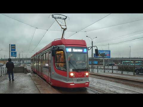 Видео: Трамвайный маршрут №🟦48🟦. «КТМ-31» (71-631) "5219" (ГЭТ; ТП5). (26.02.2024). Санкт-Петербург.