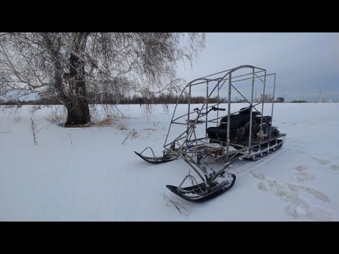Видео: самодельный снегоход с кабиной /// серия 1
