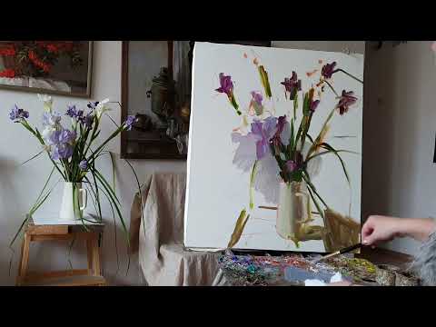 Видео: Ирисы. Живопись маслом
