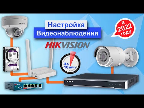 Видео: Как настроить систему Видеонаблюдения Hikvision за 10 минут. Регистратор, видеокамеры,  интернет