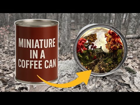 Видео: Миниатюра в кофейной банке, диорама «Осенняя деревня».