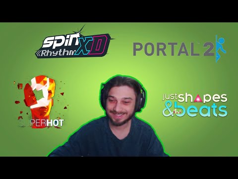 Видео: Праден выполняет челленджи в SUPERHOT, Spin Rhyhtm XD, Portal 2, Just Shapes & Beats
