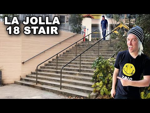 Видео: Покататься на коньках по лестничным перилам La Jolla High 18 в 2023 году!? - История спотов, эпиз...