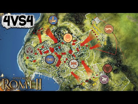 Видео: ЭТО НЕВОЗМОЖНО! 4VS4 Штурм Города - Сетевое Сражение в Total War: Rome 2