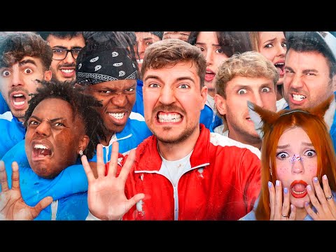 Видео: 50 Ютуберов Борются За $1,000,000 MrBeast (Мистер Бист) Реакция