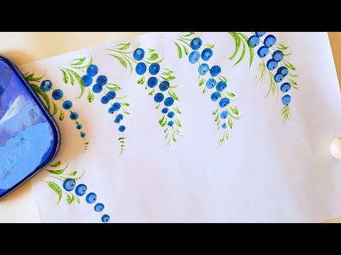 Видео: Мой блог о Петриковской росписи. Выпуск №8: "Рисуем смородину, виноград и цветы пальцами"