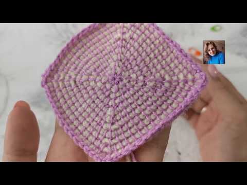 Видео: Как связать четырех и пятиугольник (квадрат) тунисом