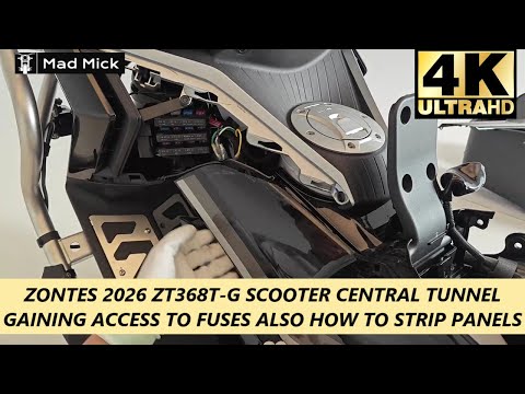Видео: Скутер ZONTES 2026 ZT368T G, центральный туннель. Как добраться до предохранителей, а также снять...