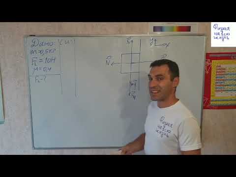 Видео: Брусок массой 0.5 кг прижат к вертикальной стене силой 10 Н, направленой препендикулярно стене...