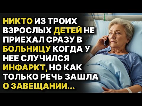 Видео: Когда у нее случился инфаркт - никто из троих детей не приехал, но когда речь зашла о завещании