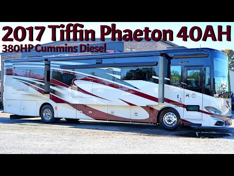 Видео: 2017 Tiffin Phaeton 40AH A-класса, 380 л.с., дизельный толкатель Cummins от Porter’s RV Sales — 1...
