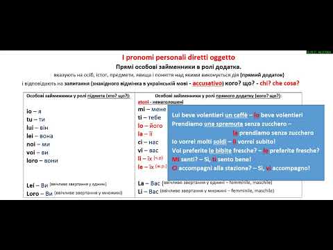 Видео: I pronomi personali diretti oggetto. Прямі особові займенники в ролі додатка.