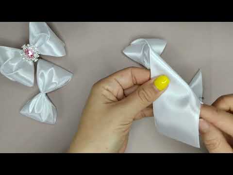 Видео: Бантики из атласной ленты 5 см .
