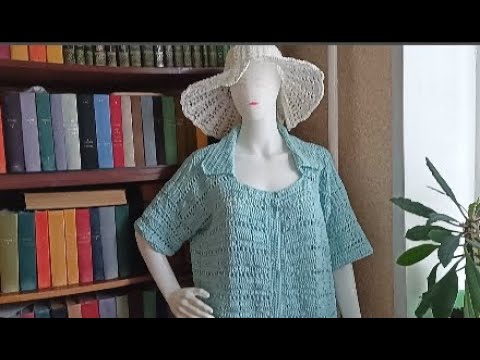 Видео: Летний жакет "в клеточку". Филейный вариант квадратов.