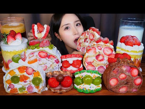 Видео: Фруктовый Десерт🍓 Клубничный блинный торт & Крем Макарон АСМР МукбангㅣDessert Cake Mukbang