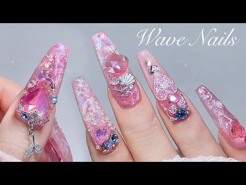 Видео: Nail ASMR | Сияющие волнистые ногти 〰💗 Как создать мерцающее 3D-искусство! Маникюр