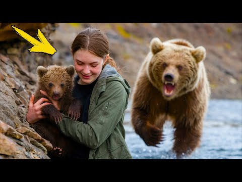 Видео: Девочка спасает плачущего медвежонка. Но то, что сделала мама медведица, Шокирует!