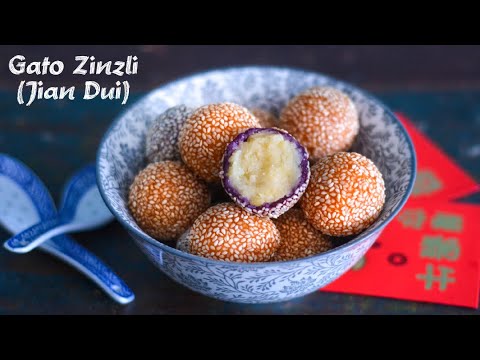 Видео: Гато Цинцзы, Цзянь Дуй, Шарики из кунжута, Вариант с бататом — простой и с начинкой из сладкого маша
