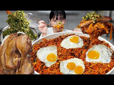 Видео: Бибимбап с острым повреждённым перцем + свиной живот🌶️Bibimbap+Pork belly EATING SHOW MUKBANG