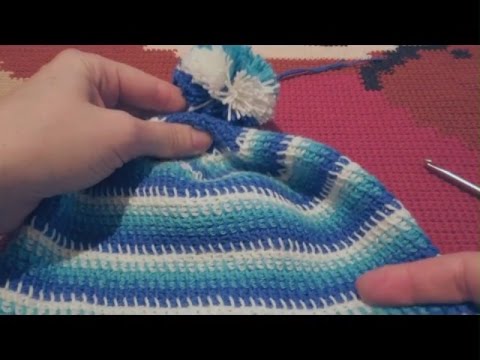 Видео: Шапка односторонним тунисским крючком, связанная по кругу