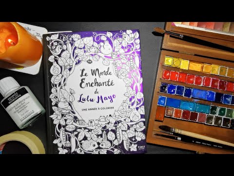 Видео: Le Monde Enchanté de Lulu Mayo - обзор раскраски и акварельный тест / coloring book review