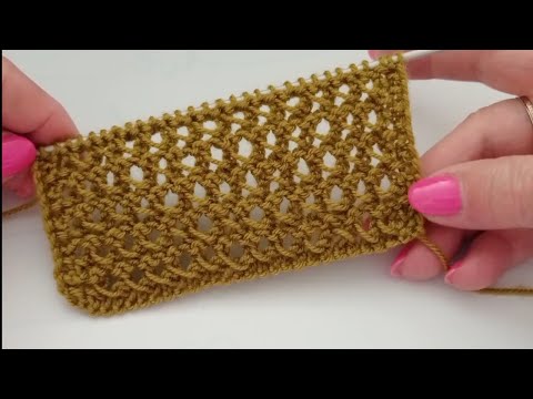 Видео: Ажурный узор спицами только лицевыми петлями