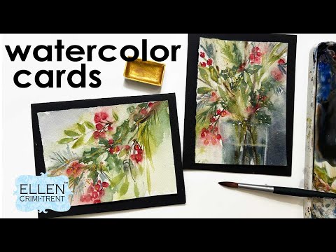 Видео: Веселые и ПРОСТЫЕ акварельные рождественские открытки!