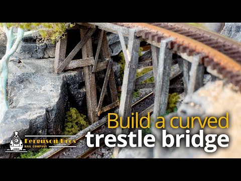 Видео: Постройте изогнутый мост через искусственные камни на модели железной дороги в масштабе N.