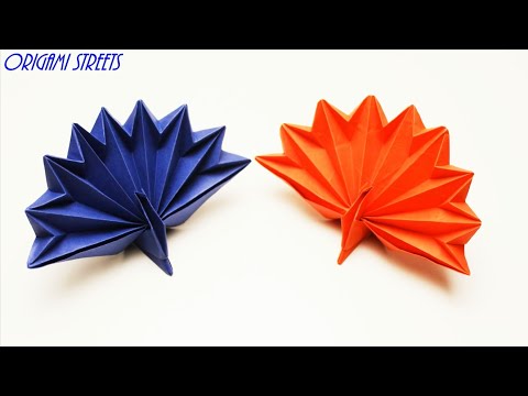 Видео: Как сделать павлина из бумаги. Оригами павлин из бумаги