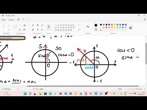 Видео: Тригонометричните функции синус, косинус в интервала [0°; 180°].  Част 1