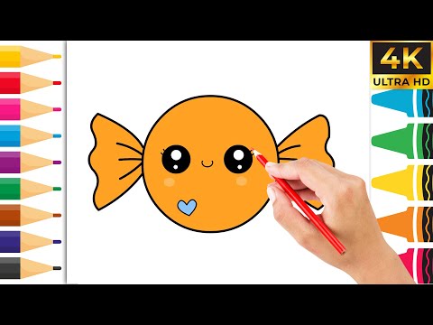 Видео: Как нарисовать милую конфету 🍬 | Кавайные рисунки и раскраски для детей