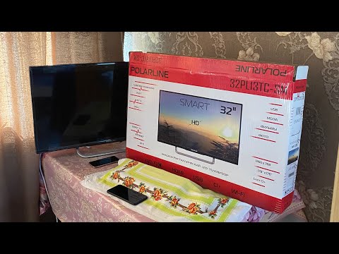 Видео: Распаковка Топ телевизора с Wi fi до 9000 рублей polarline 32pl13tc sm