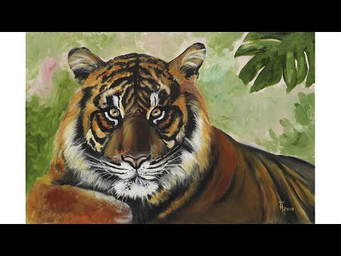 Видео: Бенгальский тигр, холст 40х60, масло