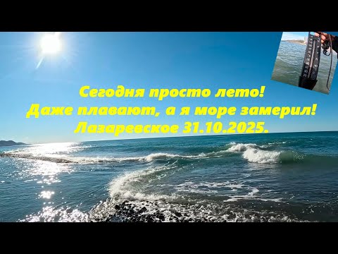 Видео: Сегодня просто лето! Лазаревское 31.10.2025. Речная, устье Псезуапсе и др.!