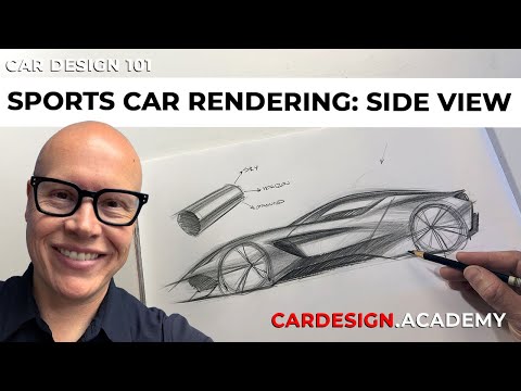 Видео: Автомобильный дизайн 101: визуализация спортивного автомобиля в виде сбоку