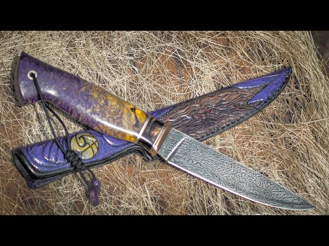 Видео: Кованый нож "Посейдон" . Ковка ножа из бронебойного снаряда. Процесс изготовления и  пошив ножен.