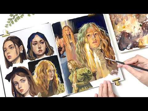 Видео: Как я рисую портреты гуашью｜Инструменты и советы｜Бесплатный набросок для начинающих｜Как рисовать ...