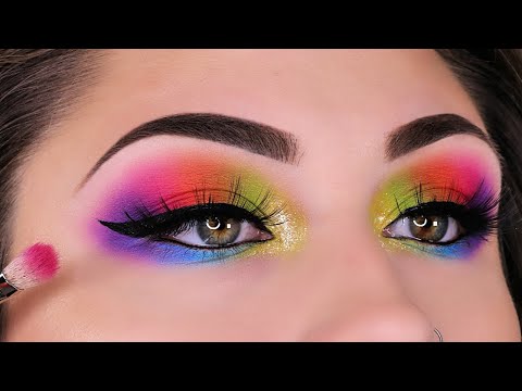 Видео: Макияж для начинающих: радужный макияж глаз | Beautybyjosiek | Урок по неоновому макияжу глаз